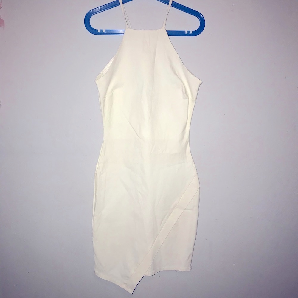 White Halter Bodycon Dress